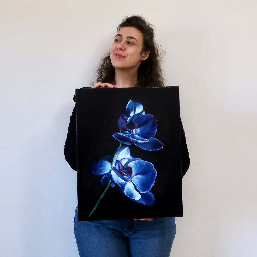 Luminous Blue Orchid | Oil on Canvas