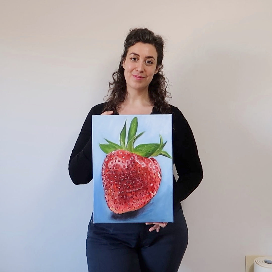 Vibrant Strawberry Oil Painting
