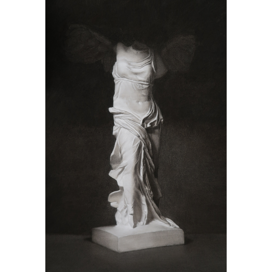 Nike Goddess of Victory | Realist Charcoal Drawing