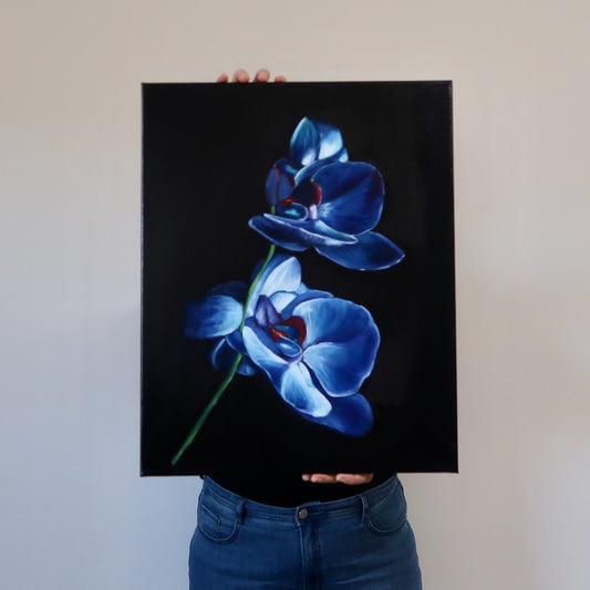 Luminous Blue Orchid | Oil on Canvas