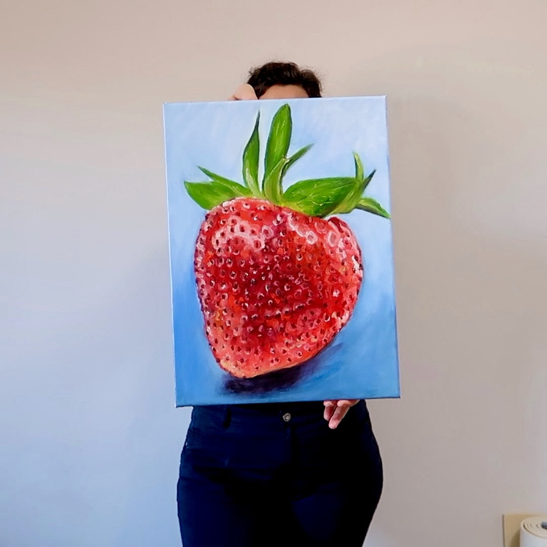 Vibrant Strawberry Oil Painting