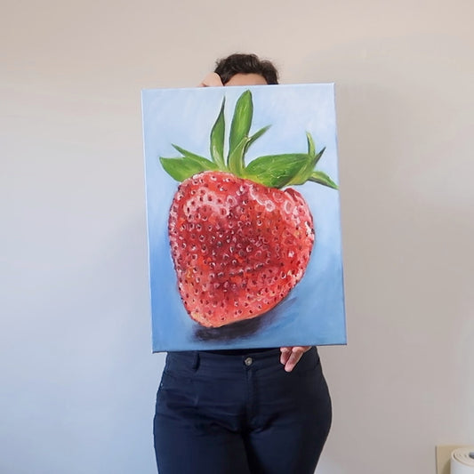 Vibrant Strawberry Oil Painting